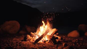 embrasé braise enflammer foncé charbon, brûlant brillant dans la nature enfer généré par ai photo