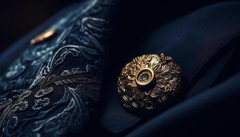 luxe mariage robe avec or broderie et fleuri bijoux généré par ai photo