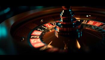 filage roulette roue, chance pour cagnotte dans luxe casino généré par ai photo