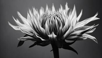brillant Jaune gerbera Marguerite, Célibataire fleur, noir arrière-plan, proche en haut généré par ai photo