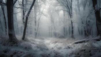 tranquille scène de effrayant beauté dans la nature mystère forêt généré par ai photo