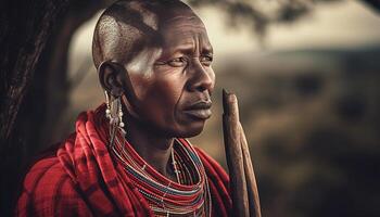 indigène des cultures unir par traditionnel Vêtements et musical instruments généré par ai photo