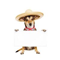 adorable animal de compagnie chien avec cinco de mayo journée mode en portant rectangulaire Vide cadre.ai généré photo