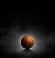 basketball avec sur noir Contexte avec fumée photo