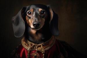 gothique style mignonne teckel chien portrait à la recherche à vous illustration génératif ai photo