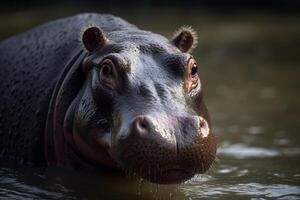 Colombie rivière narcos hippopotame dans blanc poudre étang patron colombien concessionnaires Contexte illustration génératif ai photo