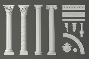 ensemble de colonnes en marbre blanc antique classique