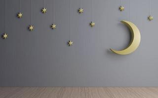 lune décorative et étoiles dans la chambre