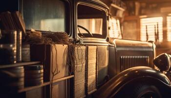 ancien voiture, vieux façonné transport, rustique terre véhicule, obsolète mode de transport généré par ai photo