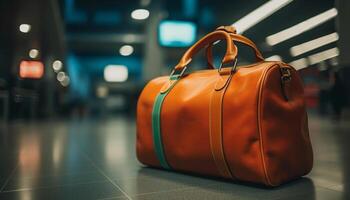 moderne bagage manipuler brille dans défocalisé Contexte de national pièce généré par ai photo