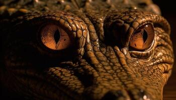 effrayant reptile regarder avec abstrait à motifs peau dans tropical climat généré par ai photo