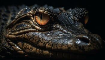 crocodile dans le sauvage, en danger espèces, à la recherche à caméra généré par ai photo