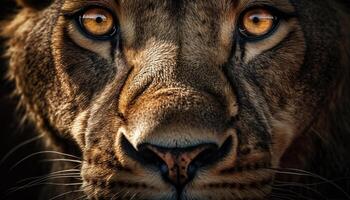 majestueux gros chat regarder à caméra dans africain faune réserve généré par ai photo