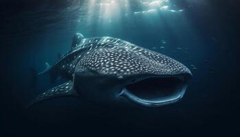 majestueux mammifère nager Profond dans tranquille tropical eau salée récif généré par ai photo