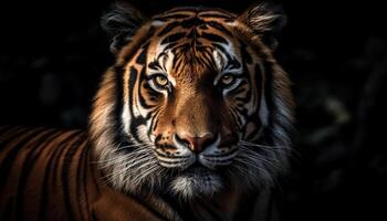 majestueux tigre regarder avec agression, beauté dans la nature tranquillité généré par ai photo