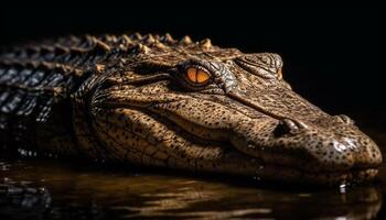 en danger crocodile dans le sauvage, danger cachette dans le marais généré par ai photo