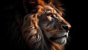majestueux lionne regarder avec agression, mettant en valeur force dans la nature safari généré par ai photo