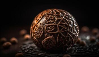 fleuri sphère, ouvré de bois, symbolise spiritualité et fête généré par ai photo