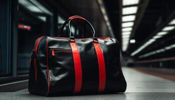 moderne cuir bagage gérer, parfait pour affaires Voyage et élégance généré par ai photo