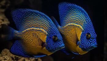 vibrant pitre poisson nager dans une multi coloré sous-marin récif généré par ai photo