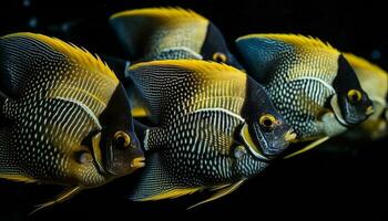 coloré école de pitre poisson nager dans magnifique corail récif généré par ai photo