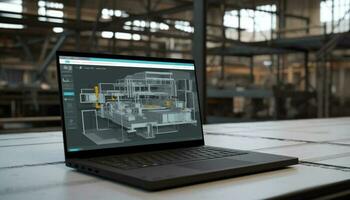 moderne architecte croquis plan pour sans fil La technologie industrie développement à l'intérieur généré par ai photo