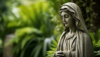 vieux statue de mère Marie, symbole de catholicisme et spiritualité généré par ai photo