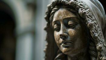 christianisme douleur et spiritualité capturé dans ancien marbre sculpture généré par ai photo