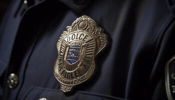 or badge symbolise autorité et honneur dans police Obliger uniforme généré par ai photo