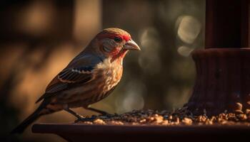 petit bouvreuil se percher sur bifurquer, hiver Naturel beauté permanent encore généré par ai photo