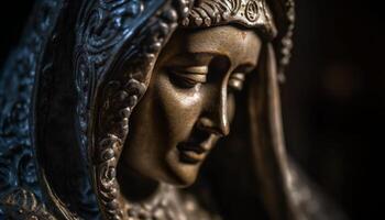 sculpture de Bouddha, symbole de spiritualité et ancien des cultures généré par ai photo