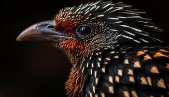 majestueux oiseau de proie avec multi coloré plumes et perçant regard généré par ai photo