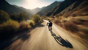 Montagne Cyclisme Hommes et femmes explorer la nature avec détermination et liberté généré par ai photo