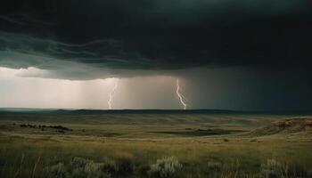 électricité crépitements par de mauvais augure orage nuage plus de majestueux Montagne intervalle généré par ai photo