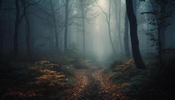 effrayant forêt mystère sombre, humide, et plein de horreur généré par ai photo