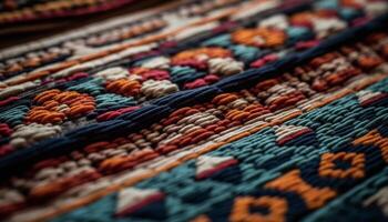 tissé la laine kilim tapisserie, multi coloré géométrique modèle décoration généré par ai photo