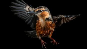 en volant oiseau avec propager ailes se percher sur bifurquer, majestueux portrait généré par ai photo