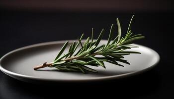 Frais herbe garnir sur végétarien repas ajoute en bonne santé parfumé fraîcheur généré par ai photo