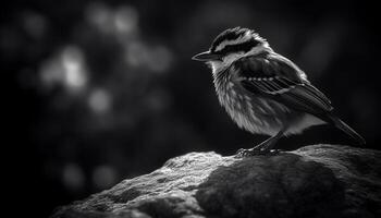 petit génial mésange se percher sur bifurquer, à la recherche à caméra généré par ai photo