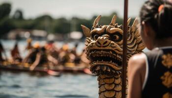 dragon statue symbolise spiritualité dans chinois culture célèbre Extérieur les destinations généré par ai photo
