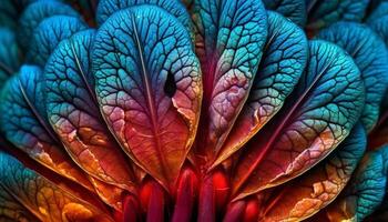 vibrant multi coloré fleur tête vitrines biologique beauté dans la nature la créativité généré par ai photo