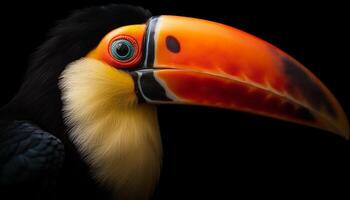 toucan se percher sur bifurquer, vibrant multi coloré beauté dans la nature généré par ai photo