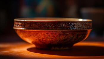 antique chinois poterie vase, une brillant souvenir de ancien culture généré par ai photo
