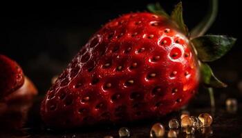 juteux baie dessert sur rustique bois tableau, biologique et rafraîchissant généré par ai photo