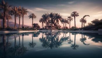 idyllique touristique recours des offres luxe les vacances avec tranquille au bord de la piscine relaxation généré par ai photo