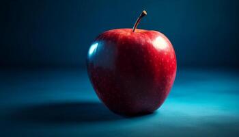 juteux pomme, Frais et BIO, avec vibrant vert et bleu généré par ai photo