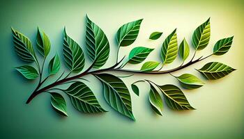 abstrait la nature vert arbre silhouette sur Jaune toile de fond généré par ai photo