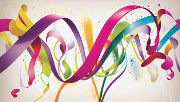abstrait multi coloré fête décoration avec confettis et banderoles généré par ai photo