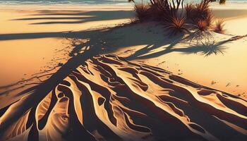 tranquille le coucher du soleil sur africain le sable dune paysage ,génératif ai photo