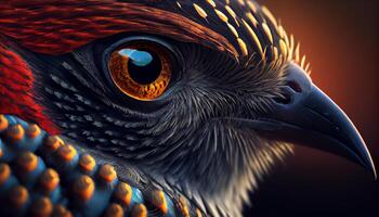 oiseau portrait majestueux faucon avec complexe multi coloré plumes ,génératif ai photo